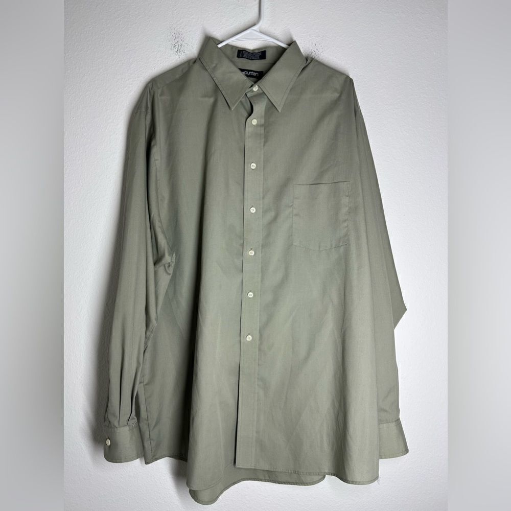 Puritan Button Up Shirt Mens XXL Gray Long Sleeve Pocket Straight Hem Side Slit